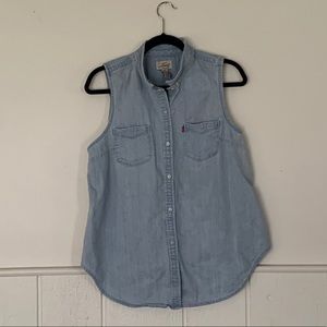 Levi's Light Blue Sleeveless Button-Down Shirt